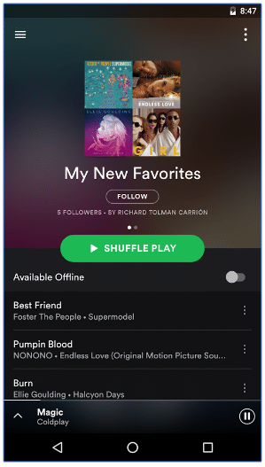 spotify music favorites